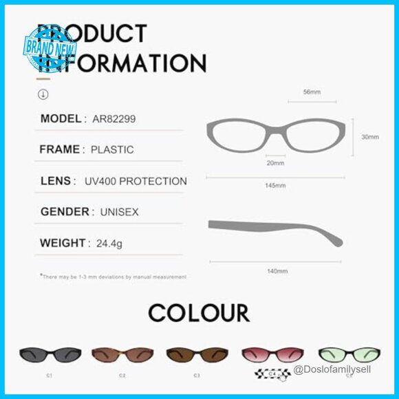 Retro Oval Cat Eye Sunglasses Y2K Narrow Skinny Shades Chic 90s Style main image 5